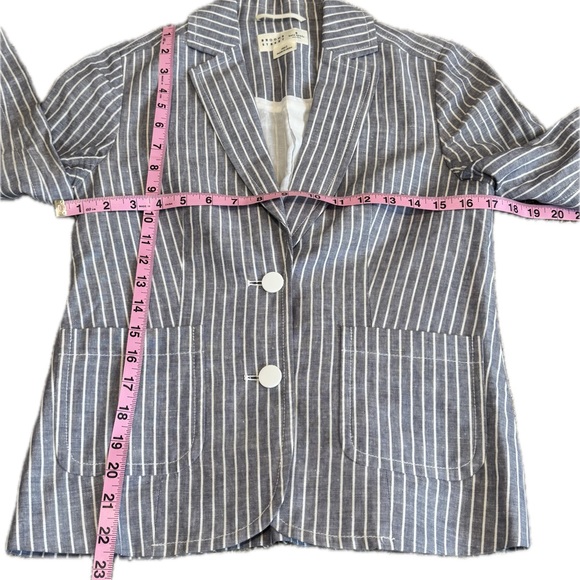 Kate Spade Broome Street Blue Striped Linen Blend Blazer - Picture 4 of 5